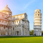 Sunset view of Leaning Tower of Pisa, Tuscany, Italy