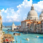 Venice, view of grand canal and basilica of santa maria della sa